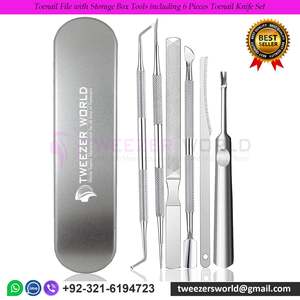 Lime à ongles avec boîte de rangement, outils incluant un ensemble de 6 couteaux à ongles - Product Image 1