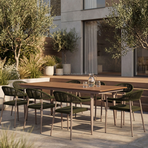 Juego de Mesa de Comedor Rectangular con Ocho Sillas Cómodas para Hogar, Villa, Restaurante, Uso en Exteriores - Product Image 4