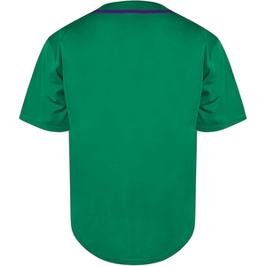 Camiseta de Béisbol Verde con Cuello en V, Manga Corta, Cierre de Botones, Unisex, para Adultos, Transpirable, de Poliéster, Color Sólido, para Todas las Temporadas - Product Image 3