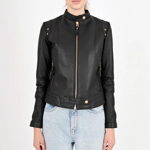 Winter Bomber Leather Cropped Women Jacket Knitted Breathable Eco-Friendly Winter Use Custom Made Women's Leather Jacket - Product Image 1