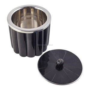 Cubetera Artesanal Ecológica con Incrustaciones de Cuerno y Interior de Acero Inoxidable, Elegante Vajilla para Fiestas - Product Image 2