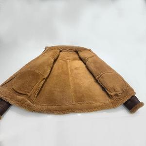 <b>Men's</b> Genuine Leather Sherpa <b>Lined</b> Bomber <b>Jacket</b> Windproof Winter Outerwear Warm Casual <b>Jacket</b> Custom Streetwear Wholesale - Product Image 3