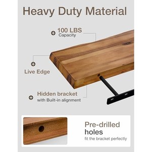 Premium Acacia Wood Floating <b>Shelves</b> Wholesale | Live Edge Design | Moradabad India - Product Image 3