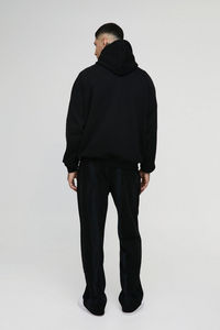 Sweat-shirt à capuche noir personnalisé pour homme et pantalon de jogging assorti, ensemble de survêtement OEM ODM, vêtements en gros - Product Image 3