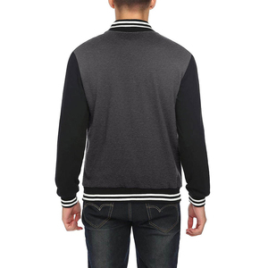 Fashionable Solid Color <b>Men's</b> Varsity Jacket Canvas Fabric Stand Collar Front Logo Breathable High Quality Custom Street Wear - Product Image 2