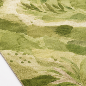 Tapis décoratif DECORDEC en laine vert sauge, motif botanique abstrait, écologique, antidérapant, tufté à la main, motif feuille aquarelle, olive - Product Image 3