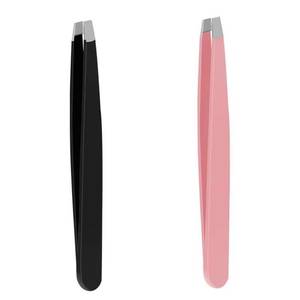 Pinzas de Precisión para Pestañas de Acero Inoxidable con Punta Suave, Opciones de Color Negro y Rosa - Product Image 1