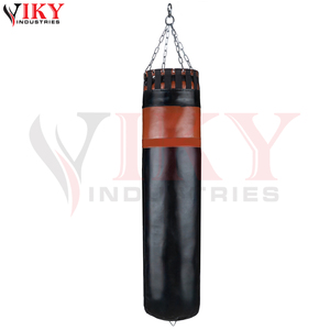 Sac de frappe vintage bicolore marron et noir en cuir véritable avec détails tressés, chaîne de suspension en acier pour arts martiaux mixtes - Product Image 2