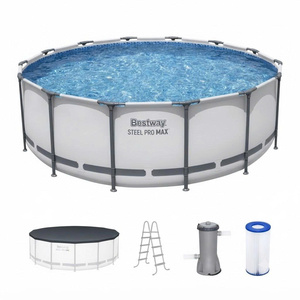 Piscina elevada Steel Pro MAX de 14 pies x 48 pulgadas con estructura metálica, bomba de filtro, escalera y cubierta - Product Image 1