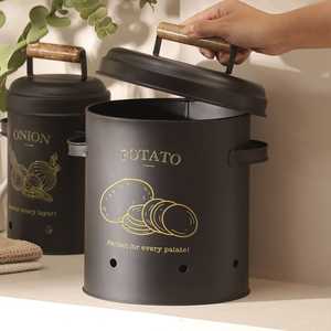 Elegant Metal <b>Storage</b> <b>Container</b> with Natural Wood Cover <b>for</b> Contemporary <b>Kitchen</b> and Home Organization - Product Image 5