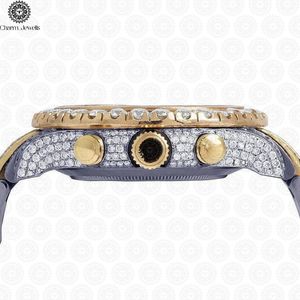 Montre de luxe Charm_Jewells en acier inoxydable, cadran 40 mm, chronographe mécanique analogique, lunette sertie de diamants, bracelet unisexe tendance, 10 bars - Product Image 2