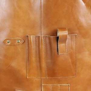 Delantal de cuero con cintura ajustable y doble bolsillo para cocinar y uso diario - Product Image 5