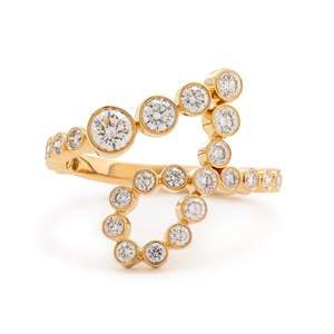 Bague de luxe en or jaune massif 14 carats avec diamant de laboratoire taille ronde, initiale J, directement de l'usine - Product Image 5