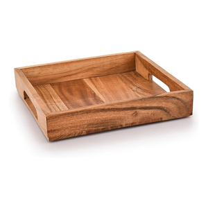 Bandeja de Servir Rústica de Madera con Asa y Acabado Desgastado para Uso en Hoteles, Hogares y Mesas de Café - Suministro al por Mayor para Ramadán y Diwali - Product Image 1