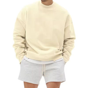 Sudadera Oversize de Alta Calidad para Hombre, Cuello Redondo, Color Liso, Hombros Caídos, Gruesa, de Algodón - Product Image 1