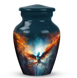 Urnas de Cremación de Latón al por Mayor, Grabadas con Diseño de Pájaro, Acabado Brillante, Estilo Americano, 10 Pulgadas, para Cenizas de Adultos, 220 Pulgadas Cúbicas - Product Image 3