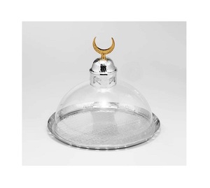 Stainless Steel Silver Color Chocolates <b>Server</b> With Acrylic Lid Customized Size And Shape Pastry Serving Tray With Dome - Product Image 2