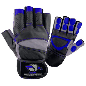 SAAR INDUSTRIES Half <b>Finger</b> Fitness Gloves Genuine Leather Breathable Non Slip Adjustable Wrist <b>Strap</b> Gym Weight Lifting Gloves - Product Image 6