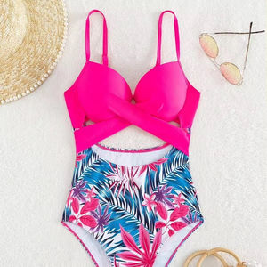 <b>Bikini</b> sexy Women High Waist Solid Neck swimwear & beachwear Sports Vest Bathers Bathing swimming Suit - Product Image 5