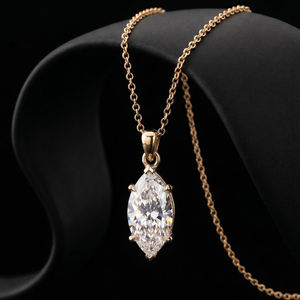 จี้เพชรทรงมาร์คีส์ เพชรเลี้ยงในห้องปฏิบัติการ ทองคำแท้ 10k 14k 18k ชุบโรเดียม เครื่องประดับหรูหราสำหรับเป็นของขวัญในงานรับปริญญา - Product Image 1