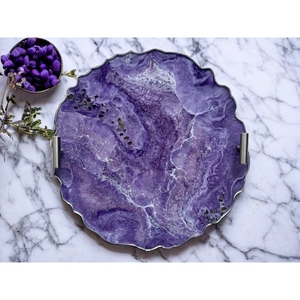 ถาดเสิร์ฟเรซิ่นทรงกลมคุณภาพดีที่สุด งานแฮนด์เมด ถาดเรซิ่นตกแต่งสำหรับโต๊ะอาหาร ถาดเสิร์ฟกาแฟ ราคาส่งออก - Product Image 3