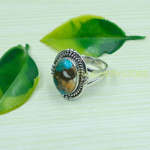 Bague en turquoise bleue, bague en argent sterling 925, bague de déclaration au design artisanal pour femme, bijoux en turquoise - Product Image 2