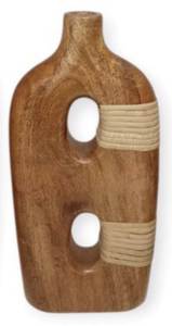 Jarrón de flores de madera con acabado quemado, hecho a mano, estilo rústico, para decoración de mesa, estante o regalo. - Product Image 2