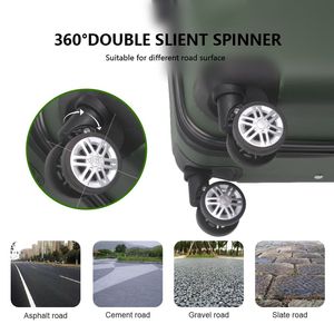 Set Valigie Premium in ABS Verde 3 Pezzi 20'' 24'' 28'' con Manico Multi-Posizione Ruote Silenziose Girevoli Approvato TSA - Product Image 4