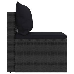 2 pz divani centrali da giardino in Poly Rattan nero con cuscini - Product Image 6
