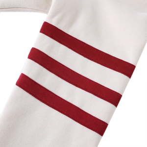 Sigma Thita Winter <b>White</b> & Crimson Merino Wool Varsity <b>Cardigan</b> Front Sorority Inspired Crewneck Knit Casual Campus Style - Product Image 5