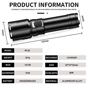 CITICITY 1400LM Scuba Diving Flashlight <b>LED</b> Waterproof IP68 5000mAh Battery 300m Long 200M Depth Aluminum Alloy - Product Image 3