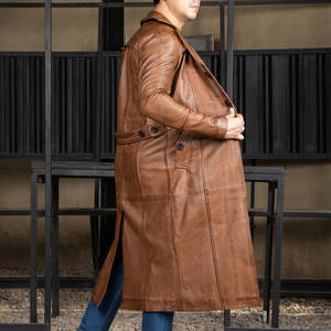 Abrigo de Cuero para Hombre al por Mayor, Chaqueta de Cuero Genuino Elegante, Ropa de Invierno de la Mejor Calidad, Fabricación a Granel con Logotipo Personalizado - Product Image 2