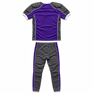 Ensemble de maillot de football américain rembourré noir pour homme AMKOOR, col en V, manches courtes, maille respirante, taille élastique, athlétique - Product Image 3