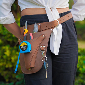 Cinturón de herramientas profesional de cuero para floristería, bolsa ajustable para la cintura, organizador de jardinería resistente, logotipo personalizado OEM a precio razonable - Product Image 6