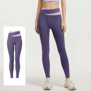 Leggings taille haute pleine longueur roses unies en maille extensible pour femme, sportifs, toutes saisons, avec compression et effet ventre plat - Product Image 3