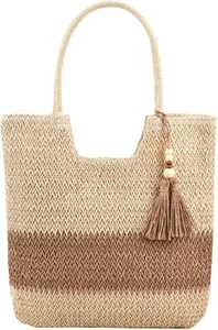 Sac de plage en paille coloré à rayures arc-en-ciel, fait main en raphia, avec poignée vierge, grande capacité, pour l'été, vente en gros - Product Image 6