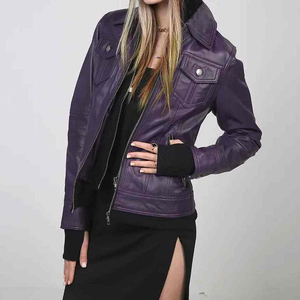 Chaqueta de Cuero para Mujer, Servicio OEM, Estilo Urbano, Diseño de Cuello Personalizado, Chaqueta de Cuero para Mujer 100% Transpirable de Alta Calidad - Product Image 3