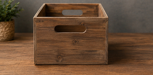 Wooden Pantry <b>Storage</b> Bin Rustic Farmhouse <b>Crate</b> with Label Board Decorative Home Organization Basket Box - Product Image 5
