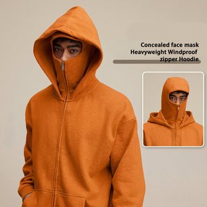 Sudadera con capucha y cremallera completa para hombre, estilo urbano, con doble capucha, color liso, estilo streetwear moderno e informal para invierno. - Product Image 1