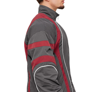 <b>Men</b> Oversized <b>Track</b> <b>Jacket</b> Contrast Panel Windbreaker Zip Up Sportswear Training Running Casual Streetwear Lightweight Coat - Product Image 5