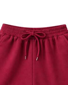 Ensemble décontracté deux pièces pour femme : débardeur court côtelé et short à cordon de serrage, rouge bordeaux, fabrication sur mesure, vente en gros - Product Image 4