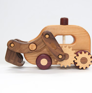 Jouet chargeur frontal en bois de pin durable avec godet réglable pour les aventures dans la bac à sable. Article disponible à prix de gros. - Product Image 4