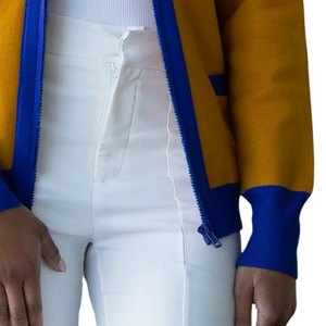 Suéter Cárdigan Amarillo y Azul Sigma Gamma Rho para Mujer, Cuello en V, Estilo Premium, Manga a Rayas, Ropa Casual de la Hermandad Griega - Product Image 5