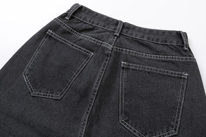 Jeans en denim pour hommes, coupe ample et large, brodés, style vintage délavé, fermeture boutonnée, 100% coton, vente en gros fabricant, services OEM ODM - Product Image 5