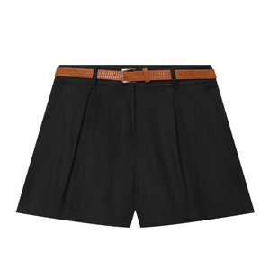 Pleated <b>Skorts</b> With Belt Solid Color And Dot Pattern Casual Summer <b>Women's</b> Shorts Mid Waist Regular Fit Breathable Polyester - Product Image 6