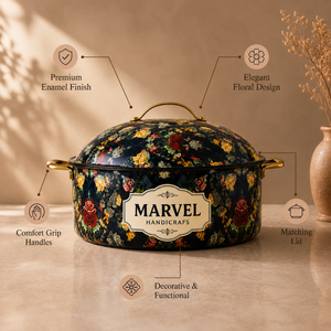 Olla térmica de acero con aislamiento floral premium de Marvel Handicrafts con tapa, calentador de alimentos, tazón térmico para servir, utensilios de cocina - Product Image 5