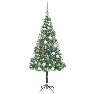 Sapin de Noël artificiel élégant en PVC vert et acier de 70,87 pouces avec décorations lumineuses de Noël - Product Image 3