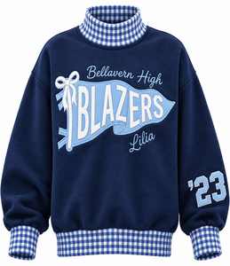 Sweat-shirt en molleton de coton pour femme, col montant, personnalisable avec logo brodé, coupe oversize, streetwear d'hiver, vente en gros - Product Image 1