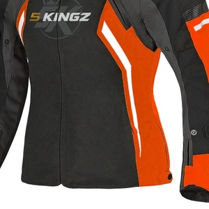 Veste de moto pour homme à manches longues 5 Sports, couleur noire et orange, coupe-vent, toutes saisons, vêtements de course - Product Image 4