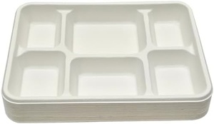 Plateau repas jetable durable à 6 compartiments pour riz, curry, snacks et accompagnements – Idéal pour pique-nique, camping et activités de plein air - Product Image 2